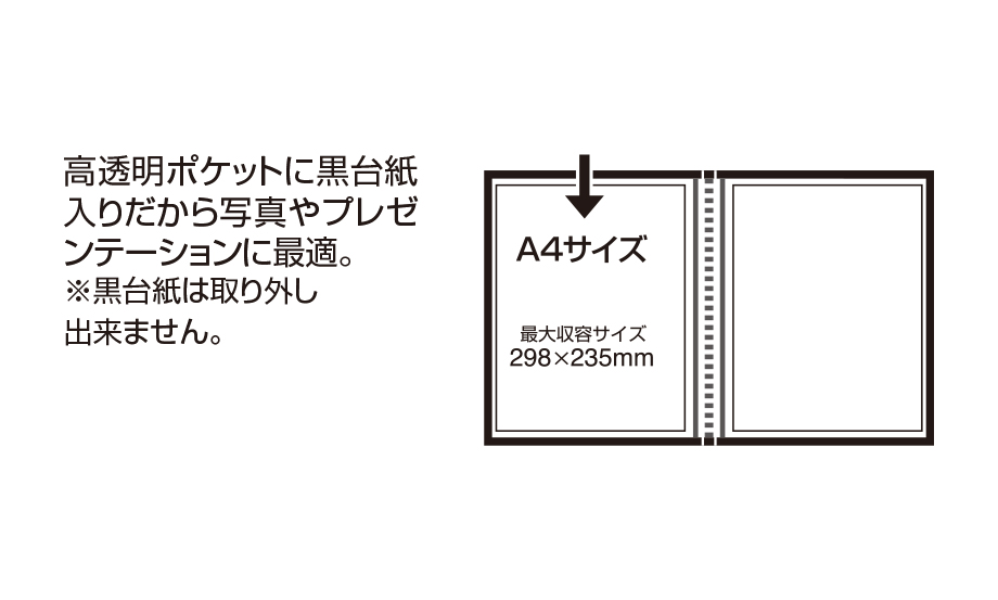 SEKISEI アルバム ポケット クリヤーファイル 高透明 A4-S 20ポケット A4 21~50枚 ブラック KP-2512 khxv5rg